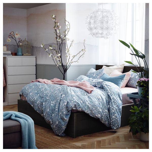 MALM Ottoman bed, black-brown, Standard King