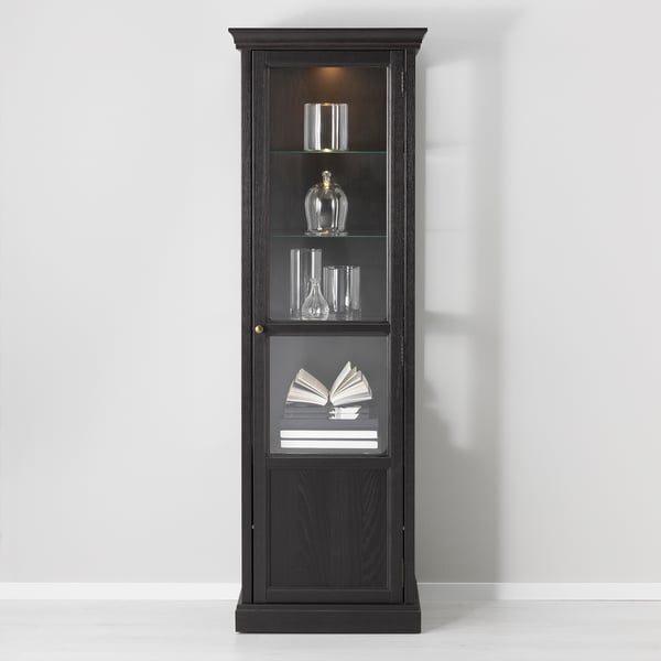 Malsjo Black Stained Black Stained Glass Door Cabinet 60x40x186 Cm Ikea