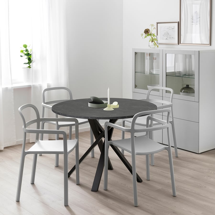 MARIEDAMM dining table, black marble effect, 105 cm - IKEA UK