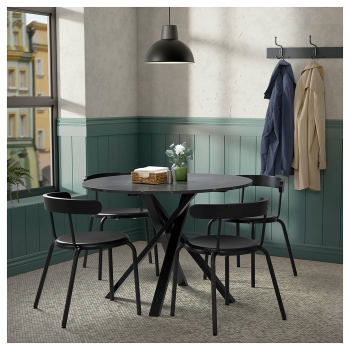 MARIEDAMM dining table, black marble effect, 105 cm - IKEA UK