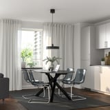 MARIEDAMM / TOBIAS Table and 4 chairs, black marble effect/grey chrome-plated, 180x100 cm