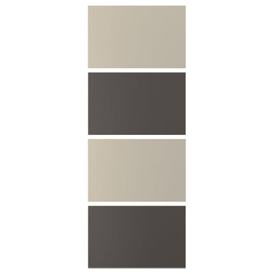 MEHAMN 4 panels for sliding door frame, dark grey/grey-beige, 75x201 cm