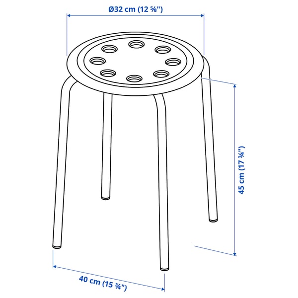 MELLTORP / MARIUS Table and 2 stools, white/black, 75 cm