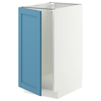 METOD Base cab f sink/waste sorting, white/Lerhyttan blue, 40x60 cm