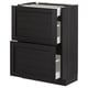 METOD Base cab with 2 fronts/3 drawers, black/Lerhyttan black stained, 60x37 cm