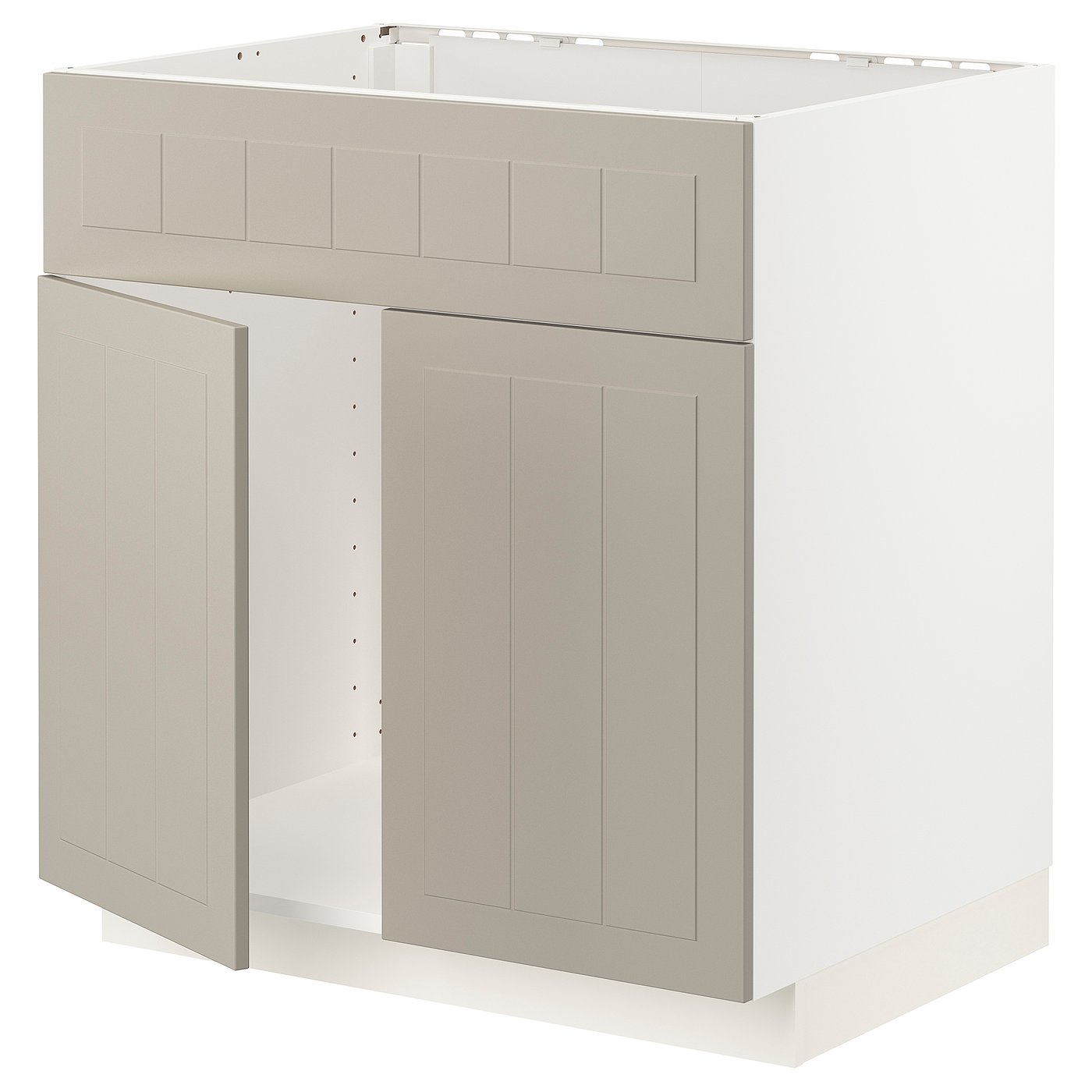 METOD base cabinet for sink with 2 doors/front, white/Stensund beige ...