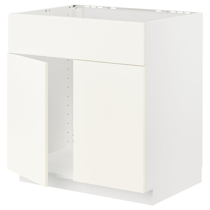 METOD base for sink with 2 doors/front, white/Vallstena white