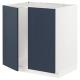 METOD Base cabinet for sink + 2 doors, white Axstad/matt blue, 80x60 cm