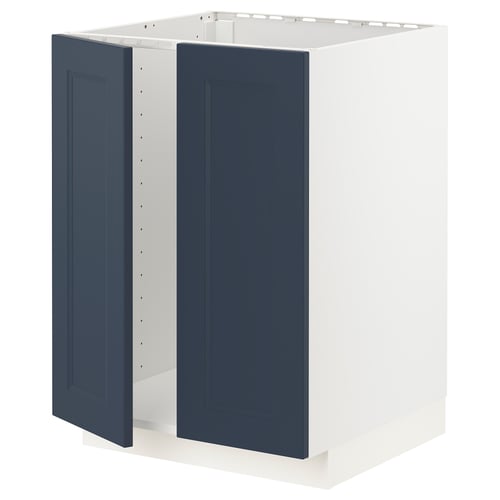 Ikea METOD base cabinet, white & blue, rectangular, modern design.