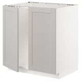 METOD Base cabinet for sink + 2 doors, white/Lerhyttan light grey, 80x60 cm