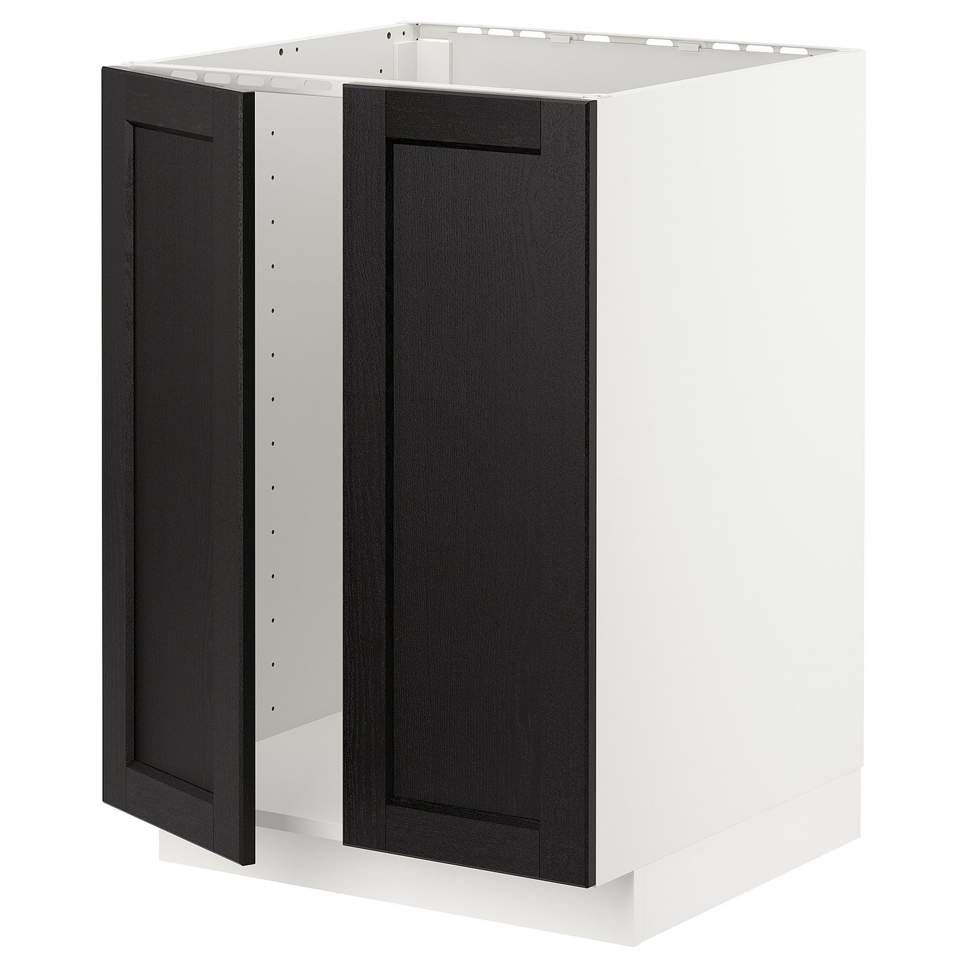 Metod Base Cabinet For Sink 2 Doors White Lerhyttan Black