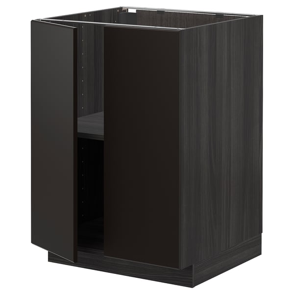 Metod Base Cabinet With Shelves 2 Doors Black Kungsbacka