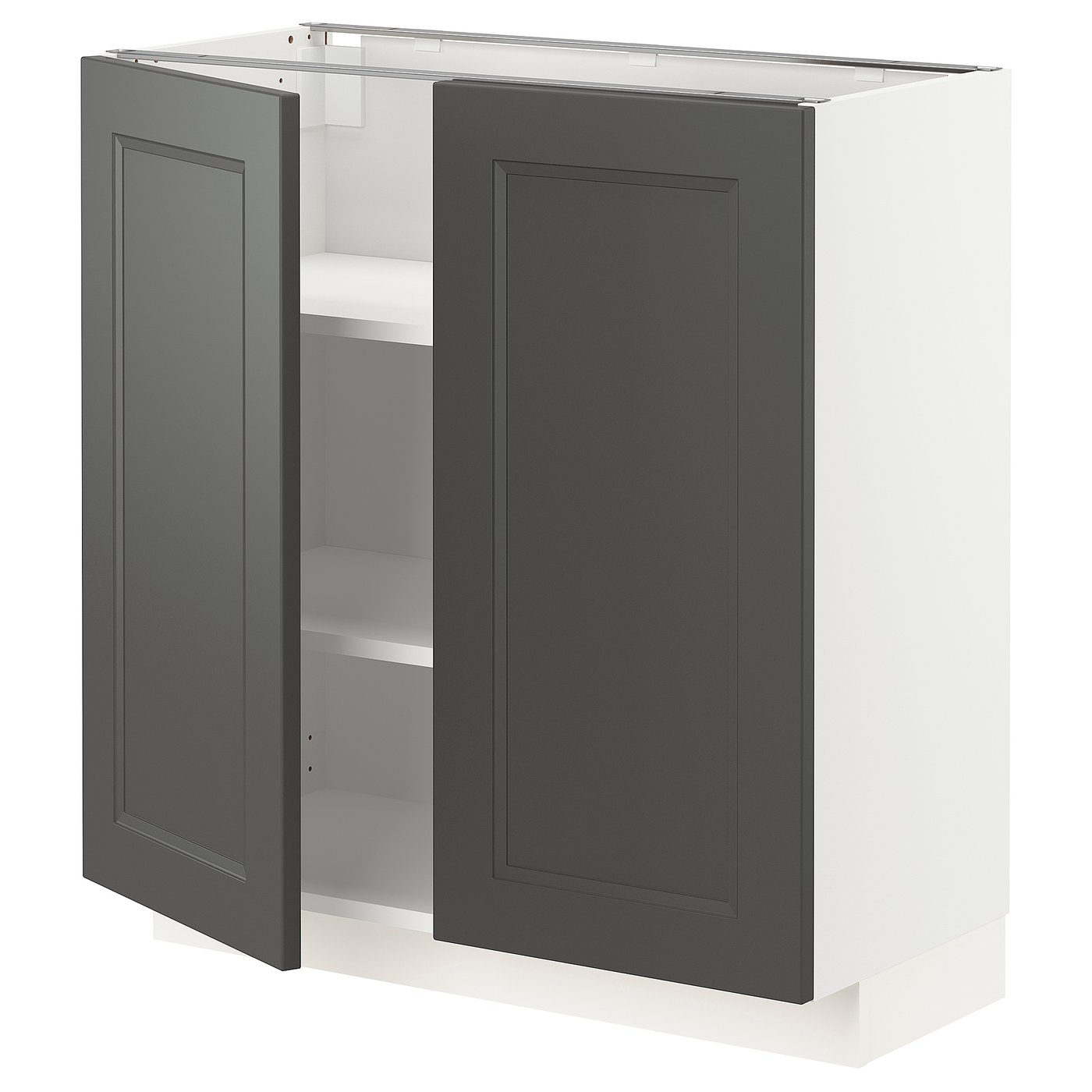 METOD base with shelves/2 doors, white/Axstad dark grey, 80x37