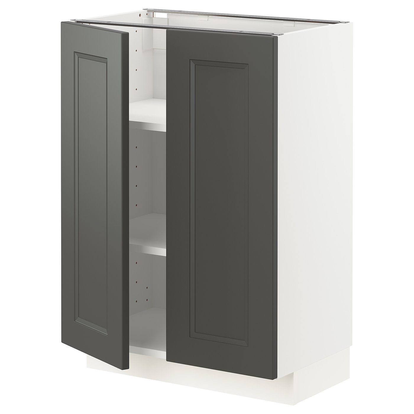 METOD base with shelves/2 doors, white/Axstad dark grey, 60x37