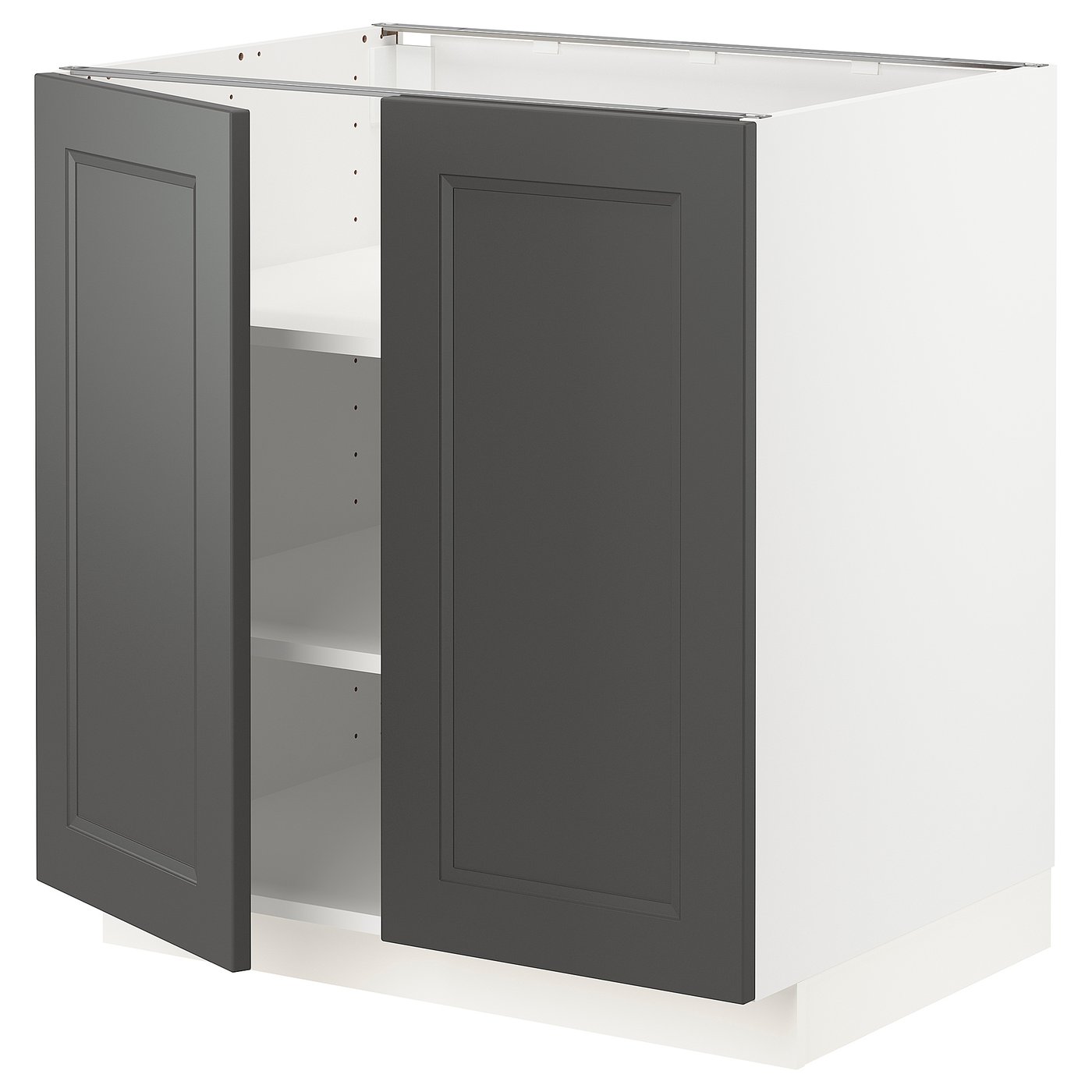 METOD white, Axstad dark grey, Base cabinet with shelves/2 ...