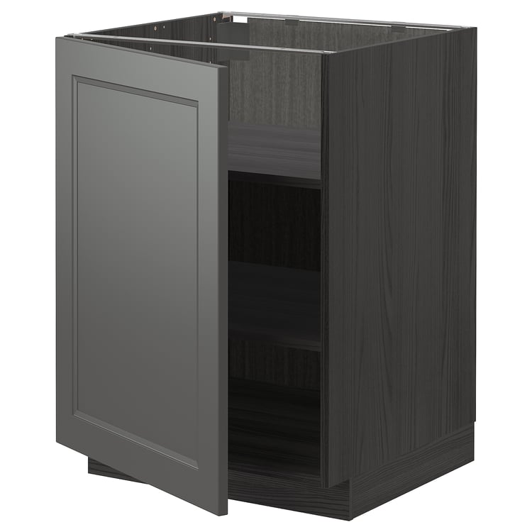 METOD base with shelves, black/Axstad dark grey, 60x60 cm IKEA