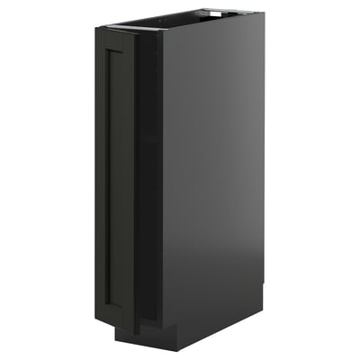 METOD Base cabinet with shelves, black-grey/Lerhyttan black stained, 20x60 cm