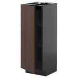 METOD Base cabinet with shelves, black-grey/Sinarp brown, 30x37 cm