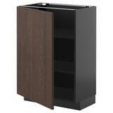 METOD Base cabinet with shelves, black-grey/Sinarp brown, 60x37 cm