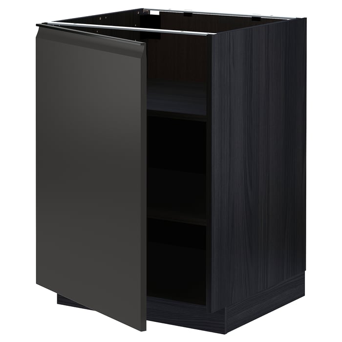 METOD base with shelves, black/Upplöv matt anthracite, 60x60 cm IKEA
