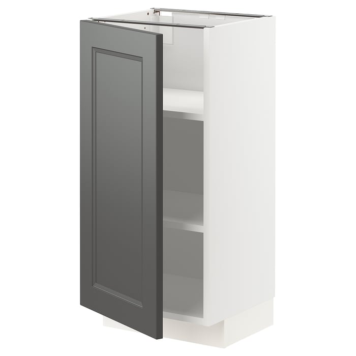 METOD base with shelves, white/Axstad dark grey, 40x37 cm IKEA