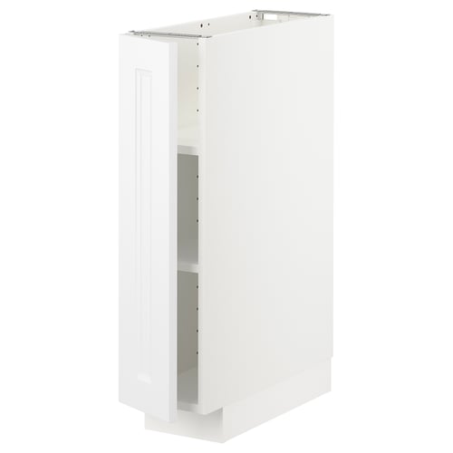 White METOD kitchen cabinet, glossy with adjustable shelves, rectangular shape, modern design.