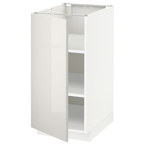 White high-gloss kitchen cabinet with one shelf, sleek design.
