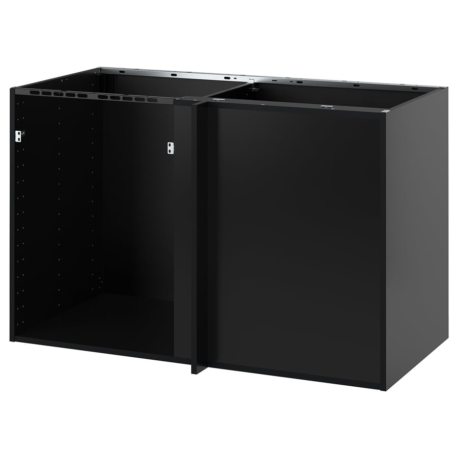 METOD corner base cabinet, black-grey, 128x60x80 cm - IKEA UK