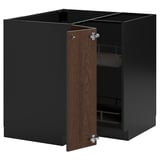 METOD Corner base cabinet with carousel, black-grey/Sinarp brown, 88x88 cm