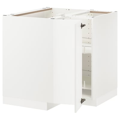 METOD Corner base cabinet with carousel, white/Axstad matt white, 88x88 cm