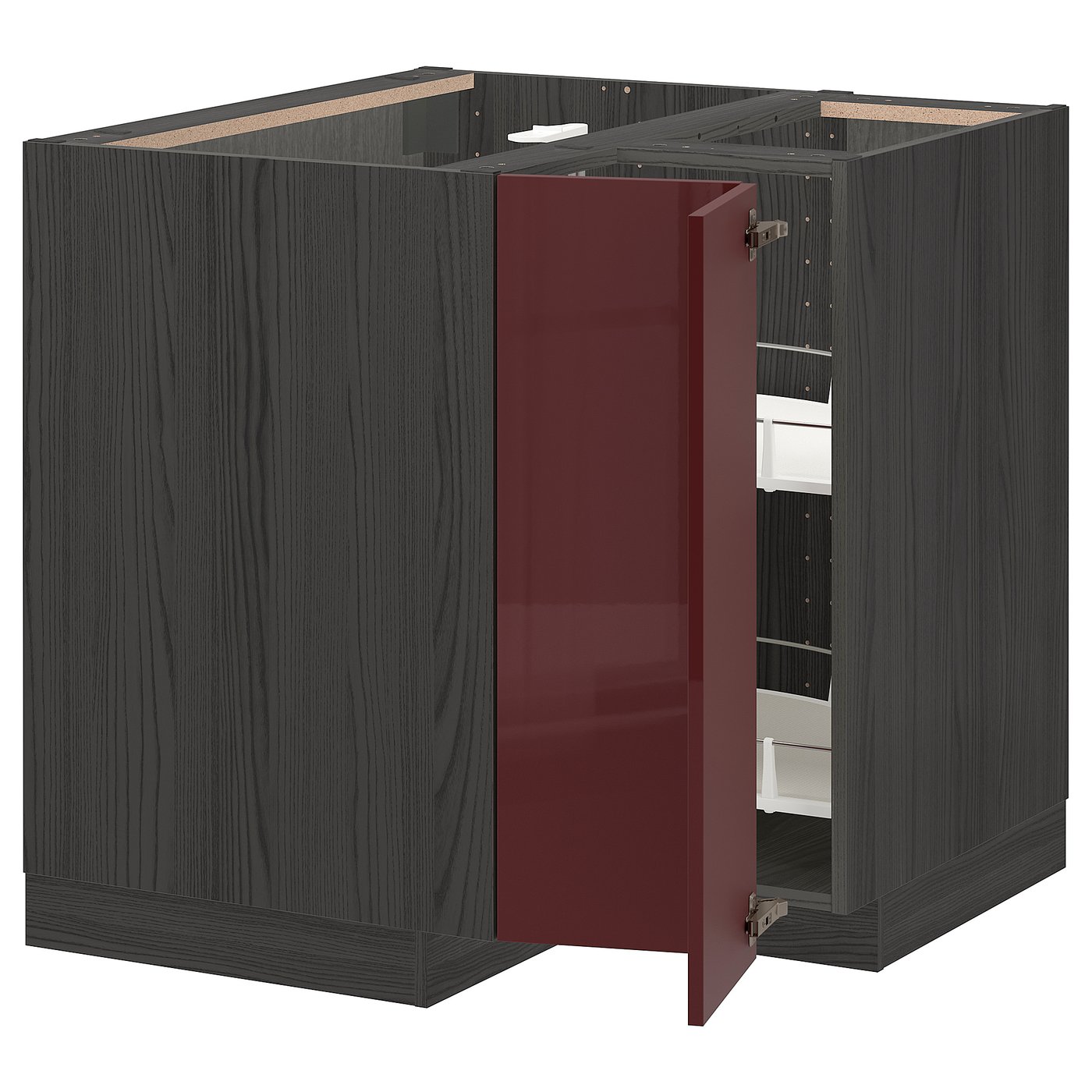 METOD Corner base with carousel black Kallarp, highgloss