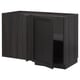 METOD Corner base cabinet with shelf, black/Lerhyttan black stained, 128x68 cm