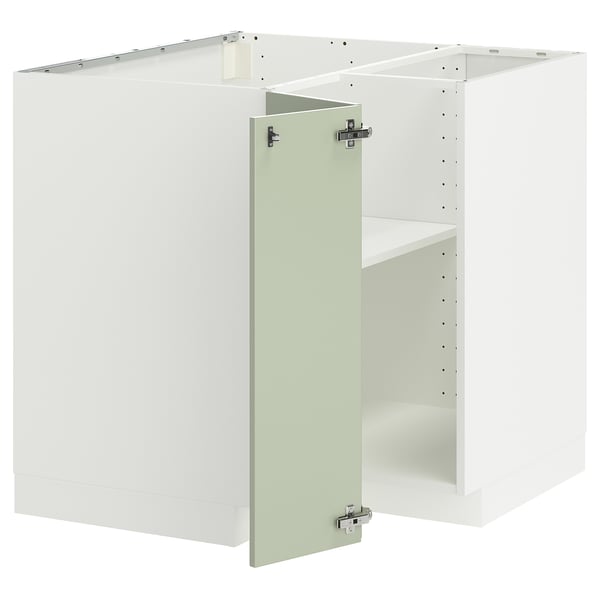 METOD Corner base cabinet with shelf, white/Stensund light green, 88x88 cm