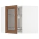 METOD Corner wall cab w carousel/glass dr, white Enköping/brown walnut effect, 68x60 cm