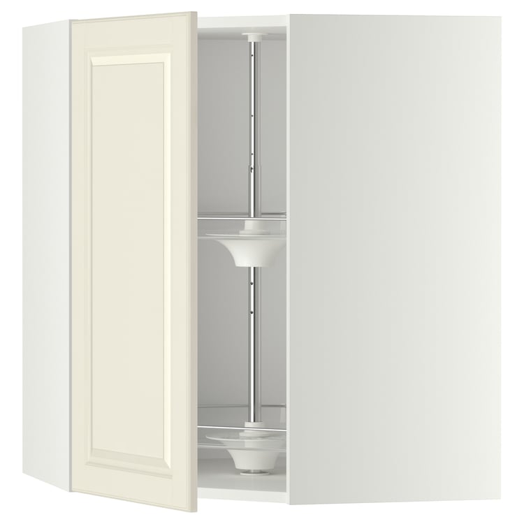 METOD corner wall cabinet with carousel, white/Bodbyn off-white, 68x80 ...