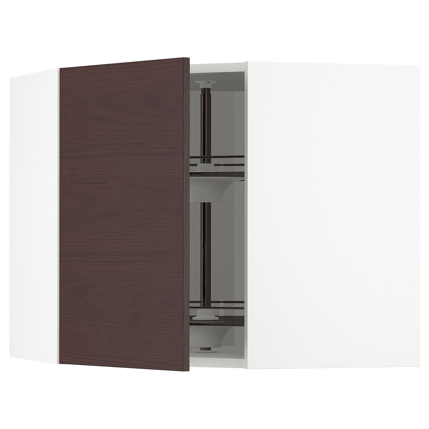 METOD Corner wall with carousel, white Askersund, dark brown