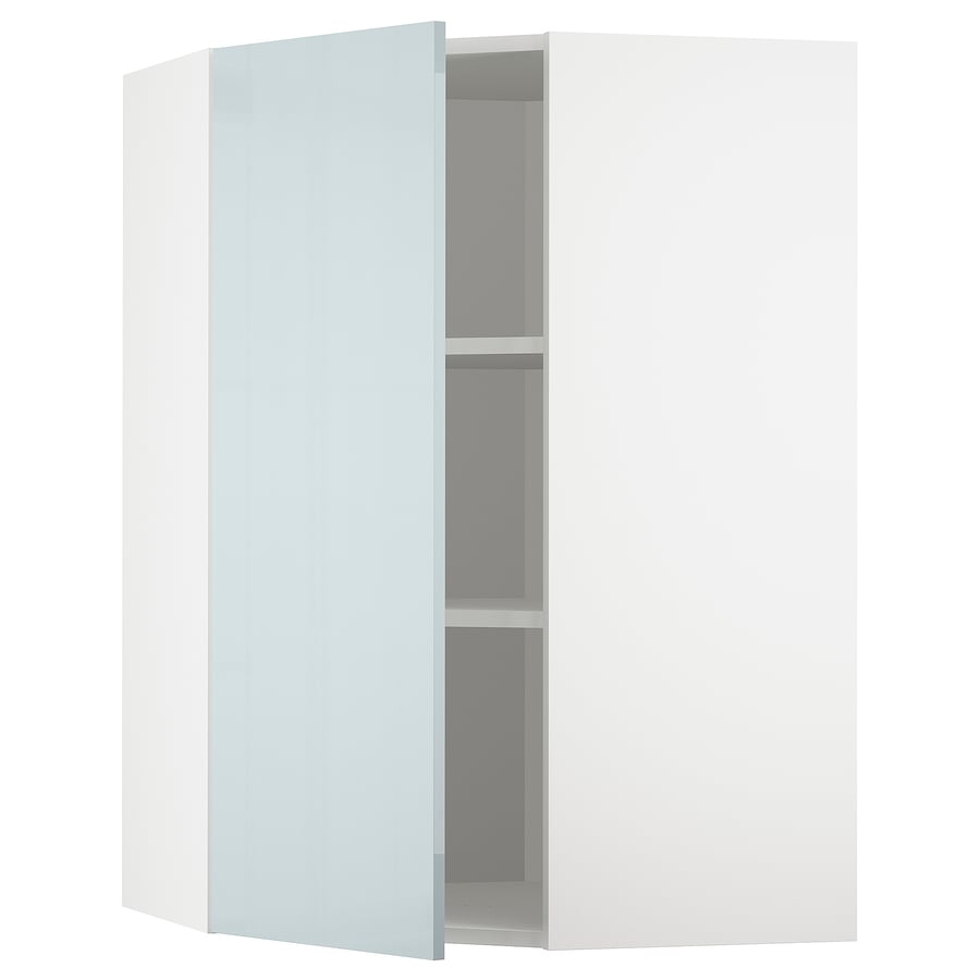 METOD corner wall with shelves, white/Kallarp light greyblue