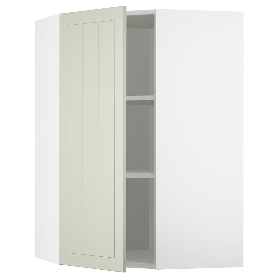 METOD corner wall with shelves, white/Stensund light green