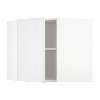 METOD Corner wall cabinet with shelves, white/Stensund white, 68x60 cm