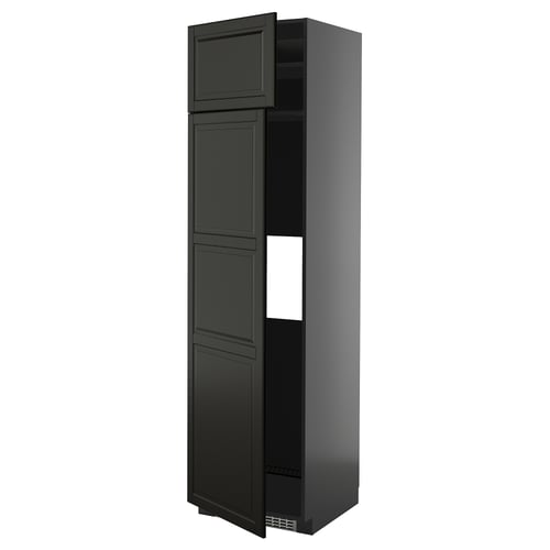 Black METOD kitchen cabinet with bevelled doors.