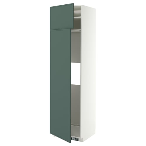METOD Hi cab f fridge or freezer w 2 drs, white/Aspudden dark grey-green, 60x60x220 cm