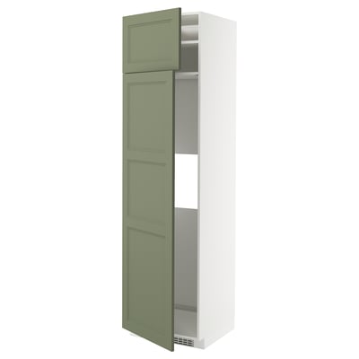 METOD Hi cab f fridge or freezer w 2 drs, white/Axstad grey-green, 60x60x220 cm