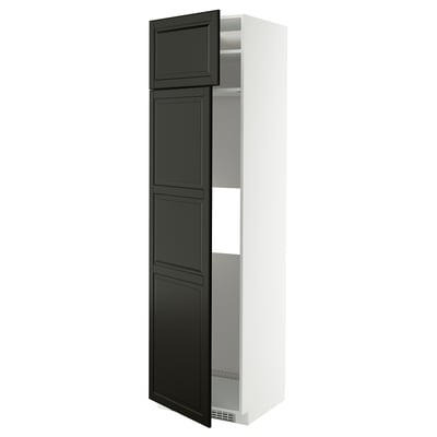 METOD Hi cab f fridge or freezer w 2 drs, white/Bodbyn black, 60x60x220 cm