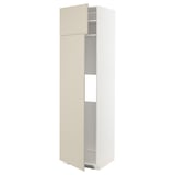METOD Hi cab f fridge or freezer w 2 drs, white/Havstorp beige, 60x60x220 cm