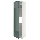 METOD Hi cab f fridge or freezer w 2 drs, white/Kallarp high-gloss dark grey-green, 60x60x220 cm
