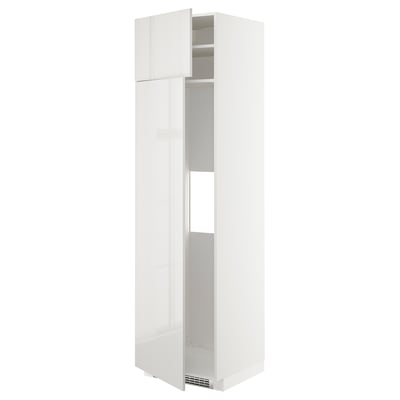 METOD Hi cab f fridge or freezer w 2 drs, white/Ringhult light grey, 60x60x220 cm