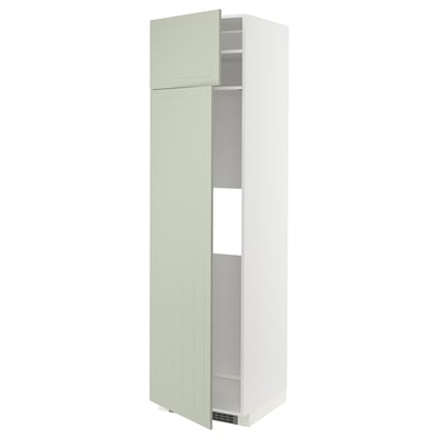 METOD Hi cab f fridge or freezer w 2 drs, white/Stensund light green, 60x60x220 cm