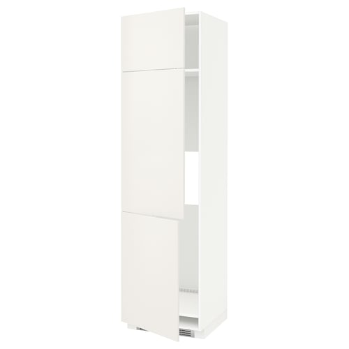 White tall kitchen cabinet, METOD series, with clean lines and adjustable shelves.
