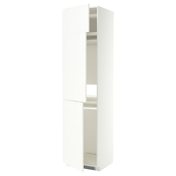 METOD High cab f fridge/freezer w 3 doors, white/Aspudden matt white, 60x60x240 cm