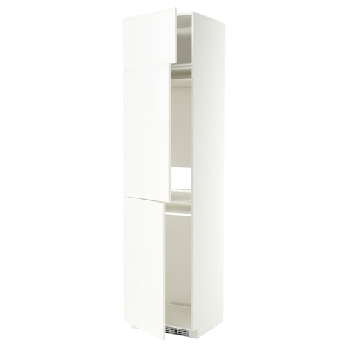 METOD High cab f fridge/freezer w 3 doors, white/Aspudden matt white, 60x60x240 cm